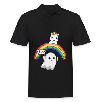 Boo Gespenst - Männer Poloshirt - Schwarz - Vorne - Kai (181cm)
