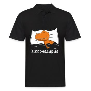 Sleepy Saurus Dinosaurier Schlafshirt - Männer Poloshirt - Schwarz - Vorne - Kai (181cm)