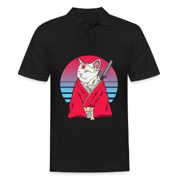 Samurai Japon Vaporwave Ninja Anime Cat - Polo Homme - noir - Devant - Kai (181cm)