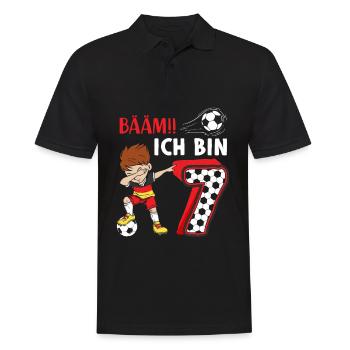 7. Geburtstag Fussball 7 Jahre Fußballer - Männer Poloshirt - Schwarz - Vorne - Kai (181cm)