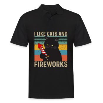 I like Cats and Fireworks - Männer Poloshirt - Schwarz - Vorne - Kai (181cm)