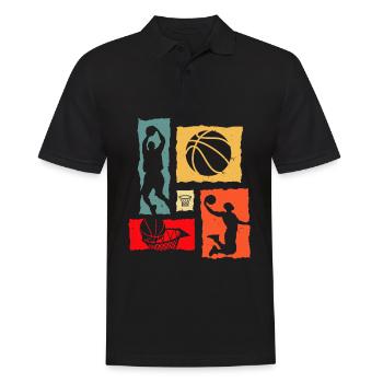 Basketball Retro Basketballer - Männer Poloshirt - Schwarz - Vorne - Kai (181cm)