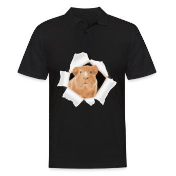 Hamster peeking through a hole - Men's Polo Shirt - black - Front - Kai (181cm)