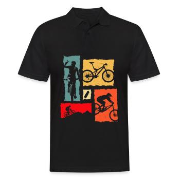 Mountainbike Retro - Männer Poloshirt - Schwarz - Vorne - Kai (181cm)
