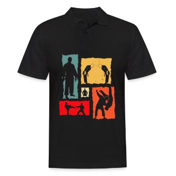 Judo Retro Judoka - Männer Poloshirt - Schwarz - Vorne - Kai (181cm)