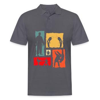 Judo Retro Judoka - Men's Polo Shirt - charcoal grey - Front - Nico (186cm)