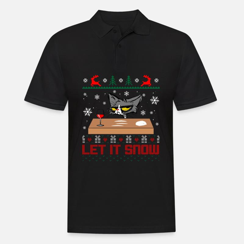 Let it snow Cat - Männer Poloshirt - Schwarz