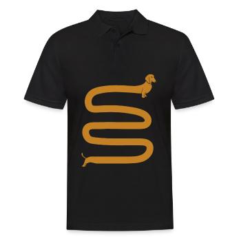 Langer Dackel - Männer Poloshirt - Schwarz - Vorne - Kai (181cm)