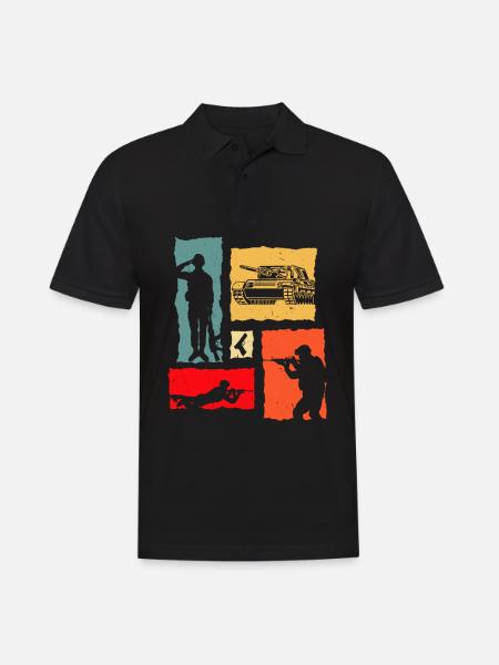 Soldat de char rétro - Polo Homme - noir