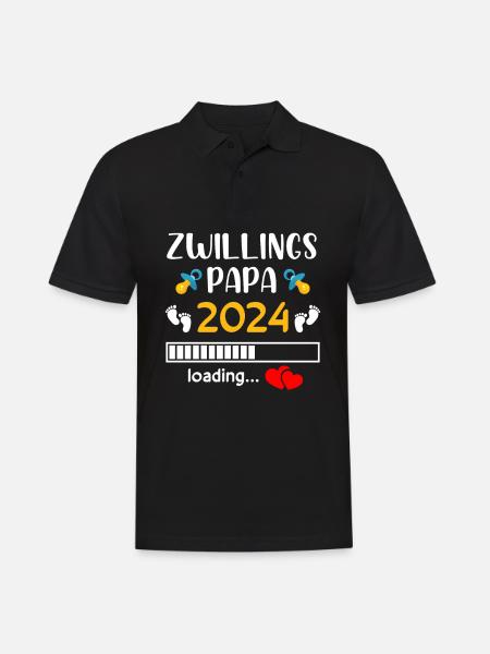 Zwillingspapa 2024 - Männer Poloshirt - Schwarz