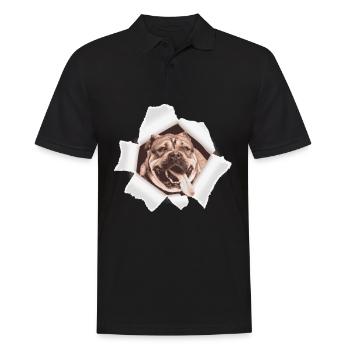 Dog peeking through hole - Men's Polo Shirt - black - Front - Kai (181cm)
