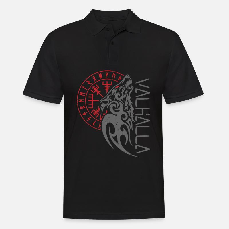 Valhalla Wolf Odin Compas - Polo Homme - noir