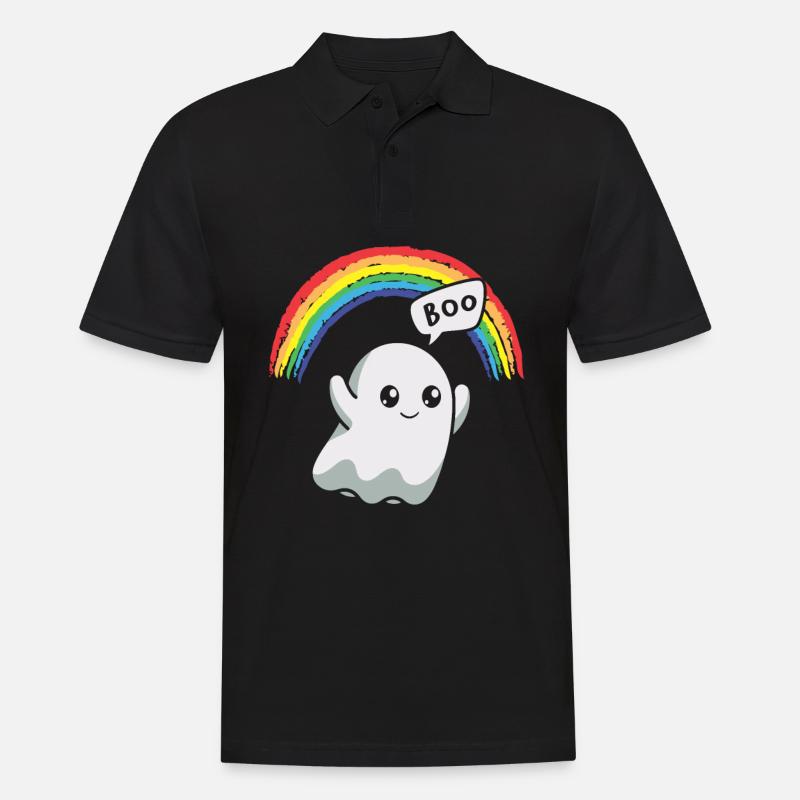 Boo Gespenst Regenbogen Halloween - Männer Poloshirt - Schwarz