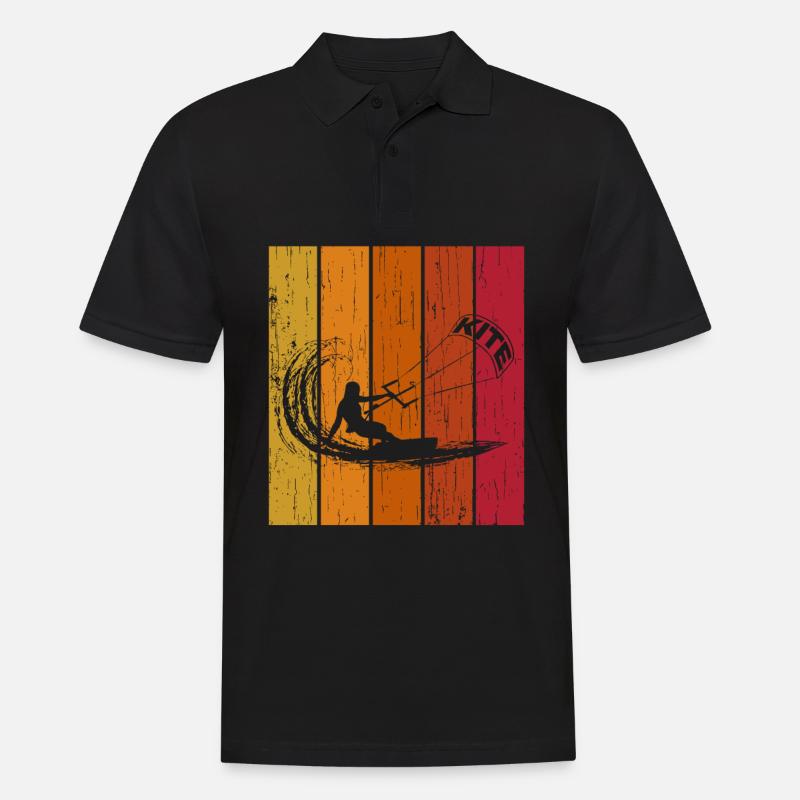 Retro Kite Kitesurfer - Männer Poloshirt - Schwarz