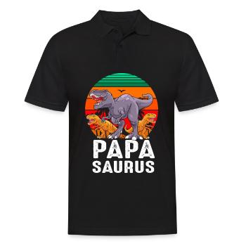 Papasaurus Dinosaurier Papa Tyrannosaurus - Männer Poloshirt - Schwarz - Vorne - Kai (181cm)