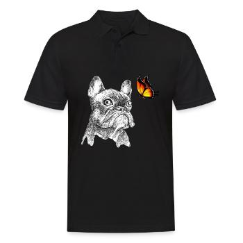 Bouledogue français avec papillon - Polo Homme - noir - Devant - Kai (181cm)