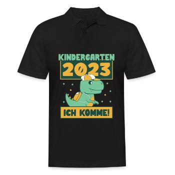 Kindergarten 2023 - Männer Poloshirt - Schwarz - Vorne - Kai (181cm)