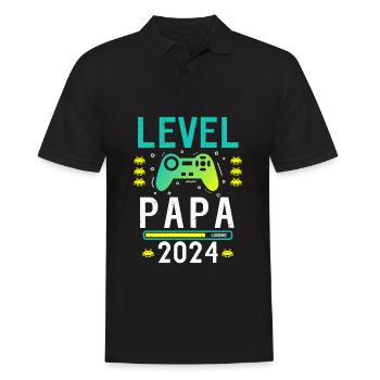 Papa Level Loading 2024 - Men's Polo Shirt - black - Front - Kai (181cm)