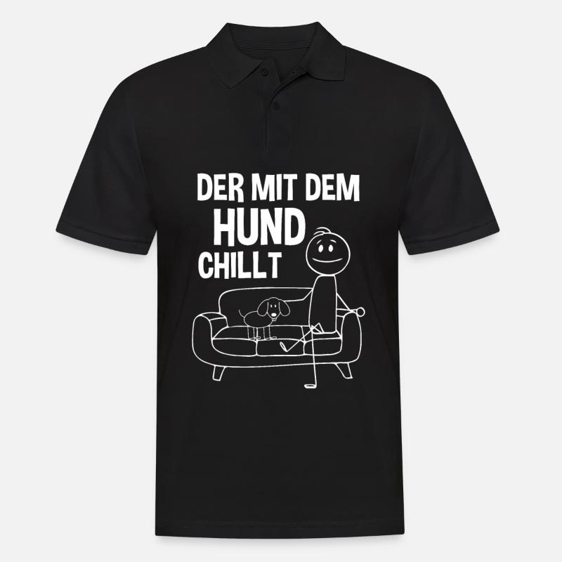 Der mit dem Hund chillt - Männer Poloshirt - Schwarz
