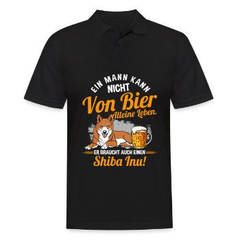 Ein Mann Kann Nicht Von Bier Alleine Leben Hund - Männer Poloshirt - Schwarz - Vorne - Kai (181cm)
