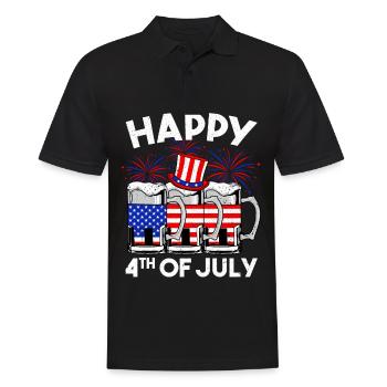 USA America American Independence Day 4th of July - Men's Polo Shirt - black - Front - Kai (181cm)