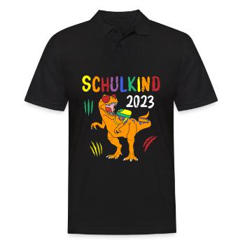 Schulkind 2023 Dino - Männer Poloshirt - Schwarz - Vorne - Kai (181cm)