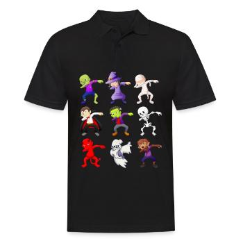 Dabbing Halloween Skeleton Zombie Pumpkin Mummy - Men's Polo Shirt - black - Front - Kai (181cm)
