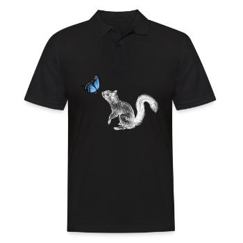 Squirrel with butterfly - Men's Polo Shirt - black - Front - Kai (181cm)