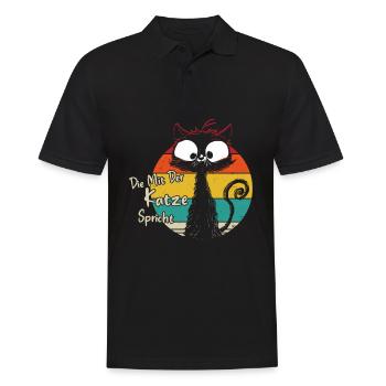 Die mit der Katze spricht - Männer Poloshirt - Schwarz - Vorne - Kai (181cm)