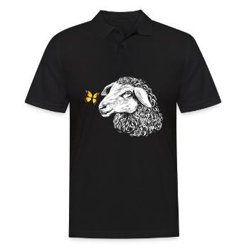 Sheep with butterfly - Men's Polo Shirt - black - Front - Kai (181cm)