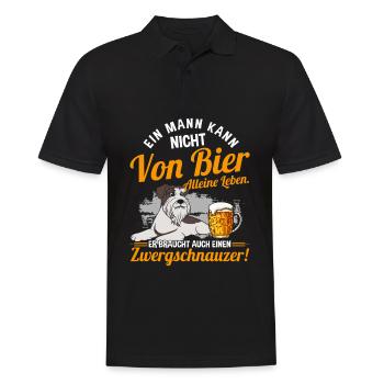 Ein Mann Kann Nicht Von Bier Alleine Leben Hund - Männer Poloshirt - Schwarz - Vorne - Kai (181cm)
