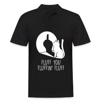 Fluff You Cat Middle Finger - Männer Poloshirt - Schwarz - Vorne - Kai (181cm)