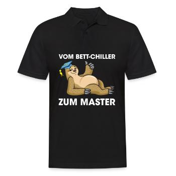Bett-Chiller zum Bachelor 2023 Faultier - Männer Poloshirt - Schwarz - Vorne - Kai (181cm)
