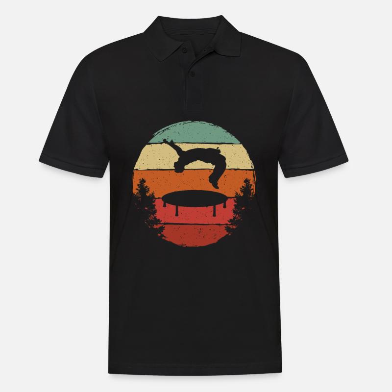Trampolin Retro Backflip - Männer Poloshirt - Schwarz