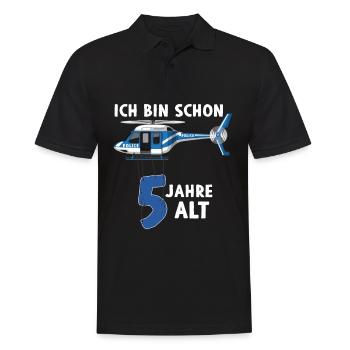 Polizei Hubschrauber 5. Geburtstag - Männer Poloshirt - Schwarz - Vorne - Kai (181cm)