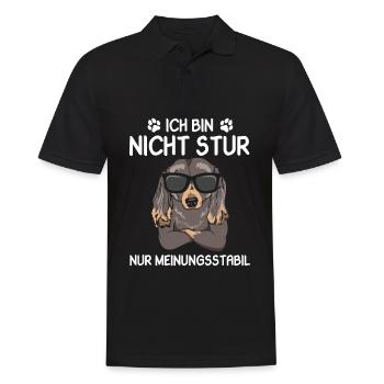 Ich bin nicht Stur nur Meinungsstabil Dackel - Männer Poloshirt - Schwarz - Vorne - Kai (181cm)