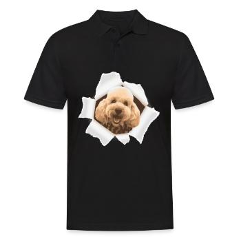 Pudel schaut durch Loch - Männer Poloshirt - Schwarz - Vorne - Kai (181cm)