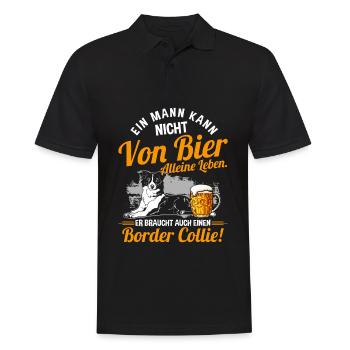 Ein Mann Kann Nicht Von Bier Alleine Leben Hund - Männer Poloshirt - Schwarz - Vorne - Kai (181cm)