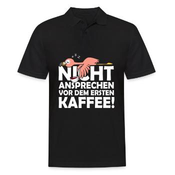Nicht Ansprechen Vor Dem Ersten Kaffee Flamingo - Männer Poloshirt - Schwarz - Vorne - Kai (181cm)