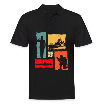 Soldat Rétro - Polo Homme - noir - Devant - Kai (181cm)