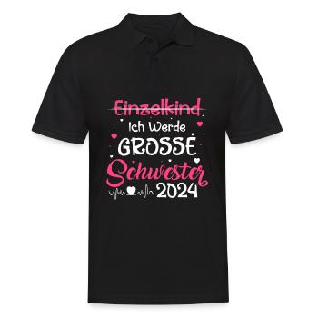 Ich werde eine große Schwester 2024 - Männer Poloshirt - Schwarz - Vorne - Kai (181cm)