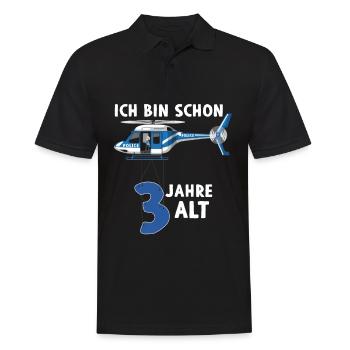 Polizei Hubschrauber 3 Jahre 3. Geburtstag - Männer Poloshirt - Schwarz - Vorne - Kai (181cm)
