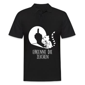 Mittelfinger Affe Erkenne die Zeichen - Männer Poloshirt - Schwarz - Vorne - Kai (181cm)