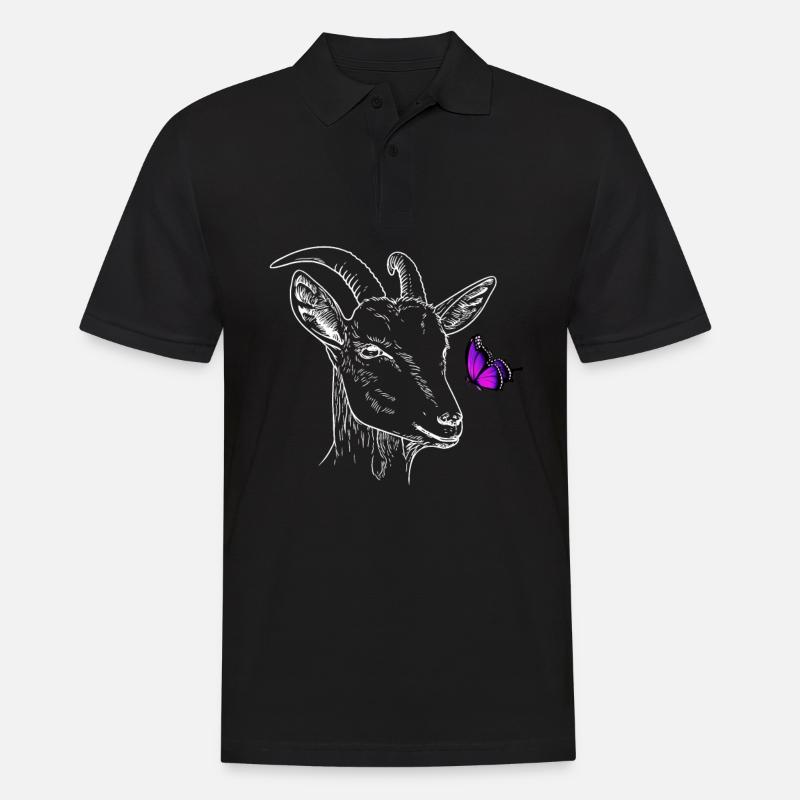 Chèvre avec papillon - Polo Homme - noir