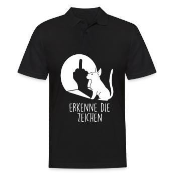 Erkenne die Zeichen Hund Mittelfinger - Männer Poloshirt - Schwarz - Vorne - Kai (181cm)