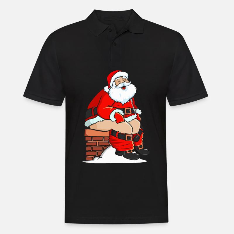 Weihnachtsmann kackt in Kamin - Männer Poloshirt - Schwarz