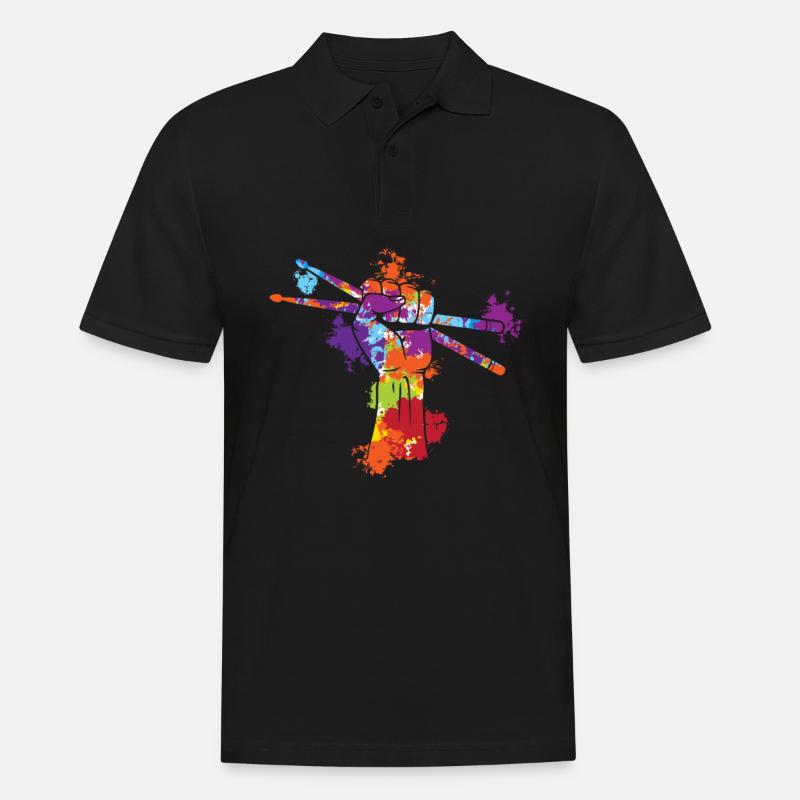 Drumsticks Splash Art - Männer Poloshirt - Schwarz