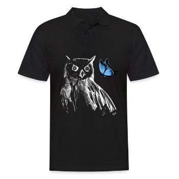 Hibou avec papillon - Polo Homme - noir - Devant - Kai (181cm)