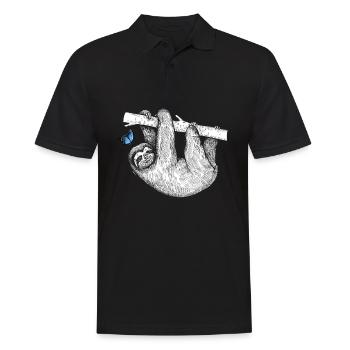 Faultier mit Schmetterling - Männer Poloshirt - Schwarz - Vorne - Kai (181cm)