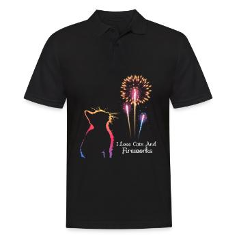 I love Cats and Fireworks - Männer Poloshirt - Schwarz - Vorne - Kai (181cm)